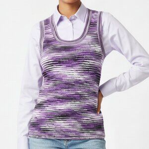 Vintage 70’s Ribbed Knit Sweater Vest Jumper Purple Space Eclectic Grandpa Boho